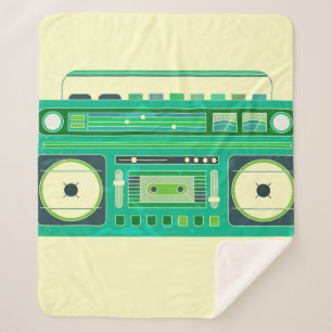 Vintage image of a classic boom box sherpa blanket