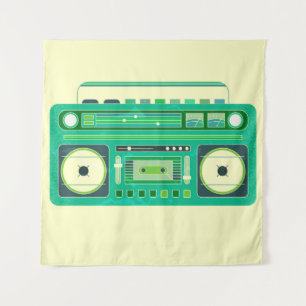 Vintage image of a classic boom box tapestry