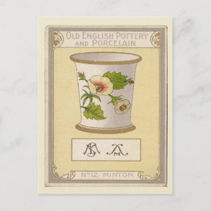 Vintage image, Old English pottery, Minton Postcard