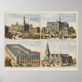 Vintage image, sights of Amsterdam Poster