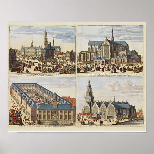 Vintage image, sights of Amsterdam Poster (Front)