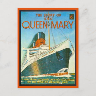 Vintage image, Story of the Queen Mary, 6 pence, Postcard