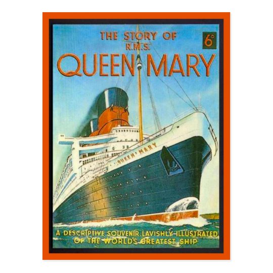 Vintage image, Story of the Queen Mary, 6 pence, Postcard