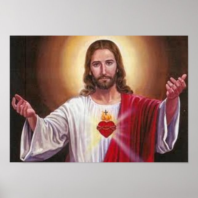 vintage, immaculate heart of holy jesus christ poster (Front)