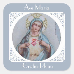 Vintage Immaculate & Sorrowful Heart of Mary Square Sticker