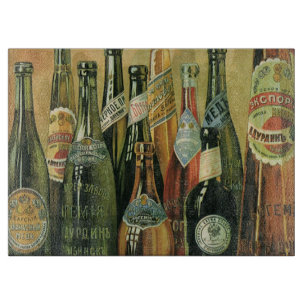 Vintage Imported Beer Bottles, Alcohol, Beverages Cutting Board