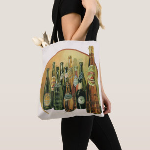 Vintage Imported Beer Bottles, Alcohol, Beverages Tote Bag