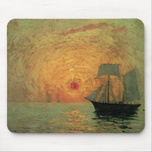 Vintage Impressionism, Red Sun by Maxime Maufra Mouse Pad