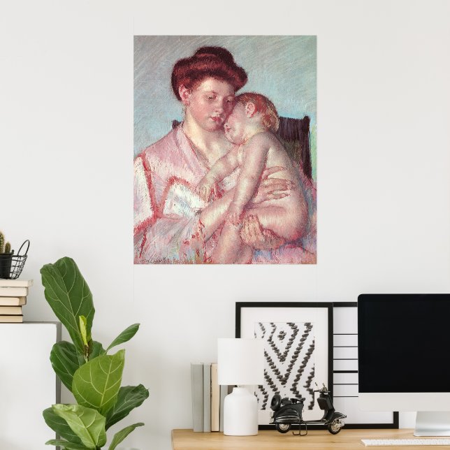 Vintage Impressionism, Sleepy Baby by Mary Cassatt Poster (Home Office)