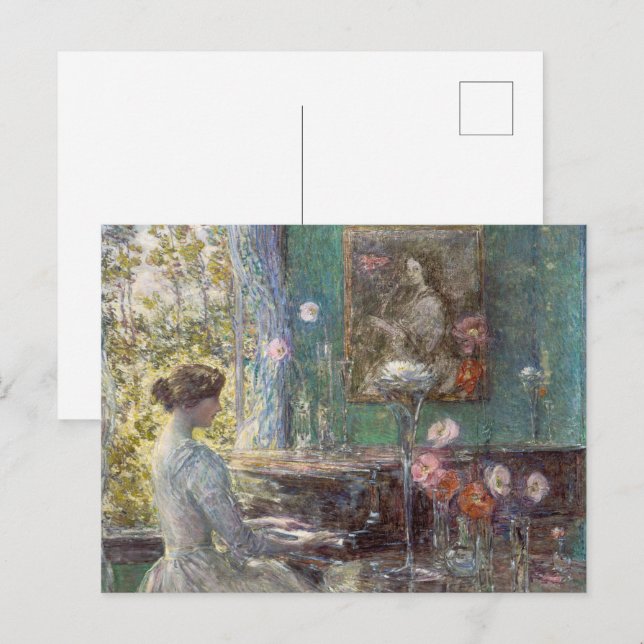 Vintage Impressionist Piano Lady Wall Art Postcard (Front/Back)