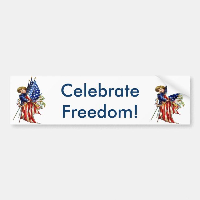 Vintage Independence and Freedom Bumper Sticker (Front)