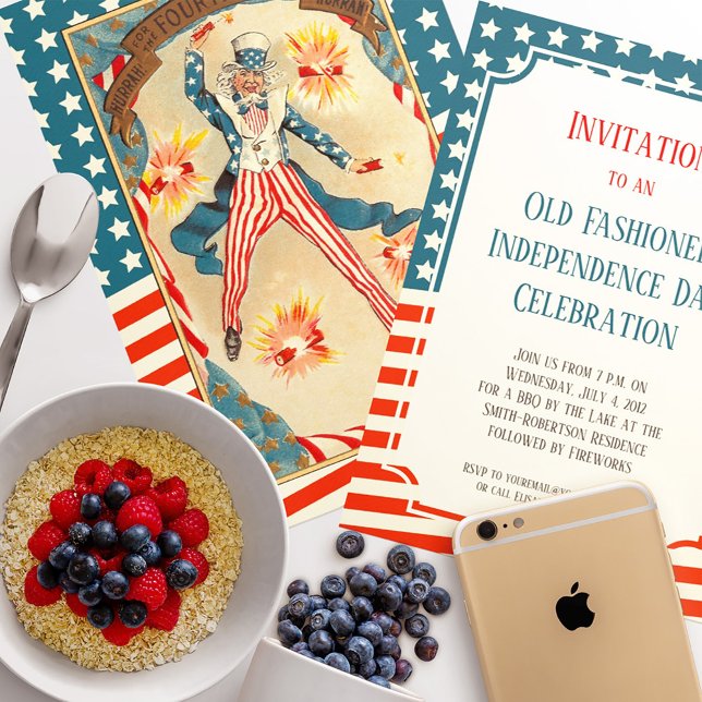Vintage Independence Day Antique Americana Invites (Creator Uploaded)