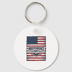 Vintage Independence Day Flag Shirt Key Ring