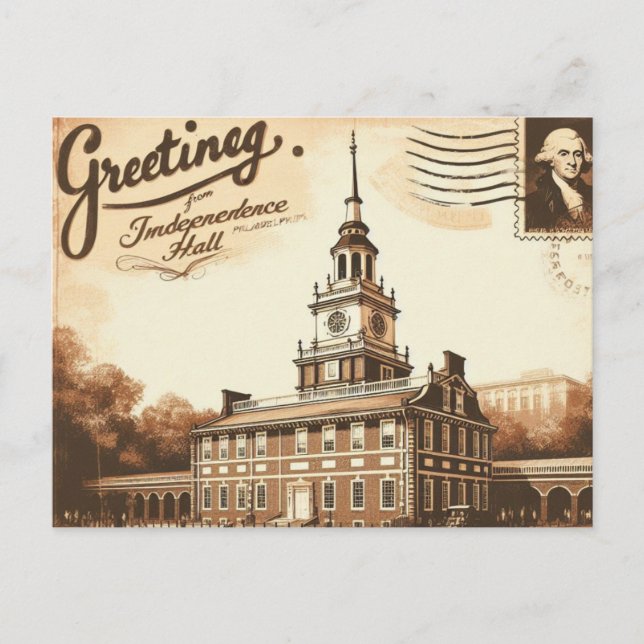 Vintage Independence Hall Postcard (Front)