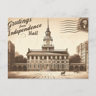 Vintage Independence Hall Postcard" Holiday Postcard