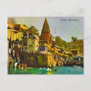 Vintage, India, Benares, River Ganges Postcard
