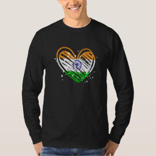 Vintage India Flag Heart Independence Day 15 Augus T-Shirt