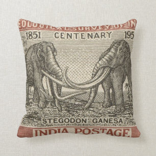Vintage India Postage Stamp Cushion