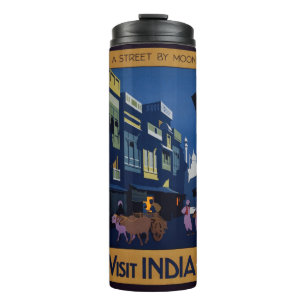 Vintage India Travel Poster collage custom tumbler