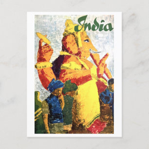 Vintage India Travel Poster Postcard