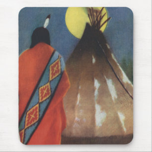 Vintage Indian and Teepee Mouse Pad