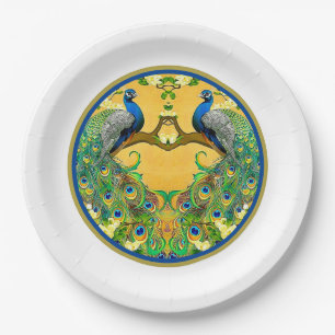 Vintage Indian Blue Peacock Paper Plate