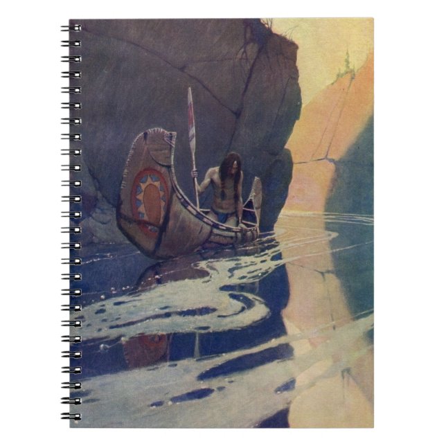 Vintage Indian Canoe Paddling Sun Classic Notebook (Front)
