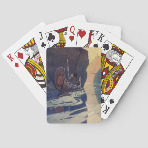 Vintage Indian Canoe Paddling Sun Classic Playing Cards