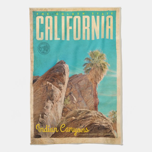 Vintage Indian Canyons Kitchen Towel (Vertical)