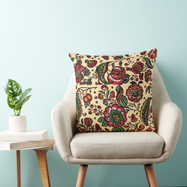 Vintage Indian Cotton Chintz Fabric  Cushion (Chair)