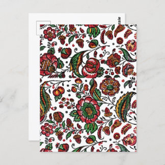 Vintage Indian Cotton Chintz Fabric  Postcard