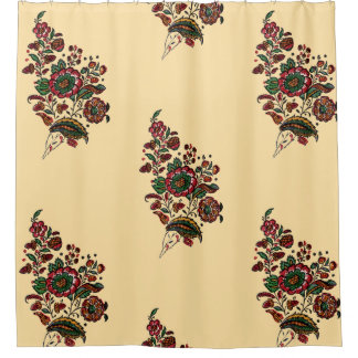 Vintage Indian Cotton Chintz Fabric Shower Curtain
