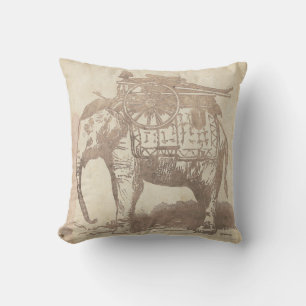Vintage Indian Elephant Throw Pillow