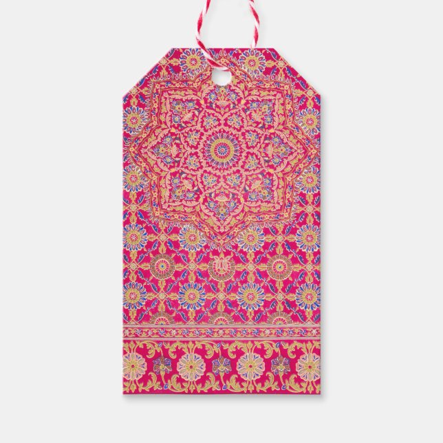 Vintage Indian Embroidery Pattern Gift Tags (Front)