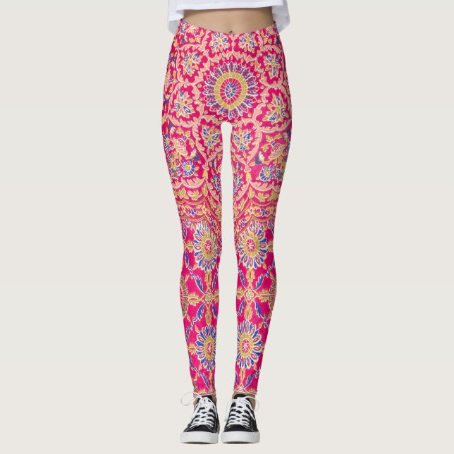 Vintage Indian Embroidery Pattern Leggings (Front)