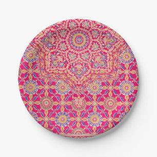 Vintage Indian Embroidery Pattern Paper Plate