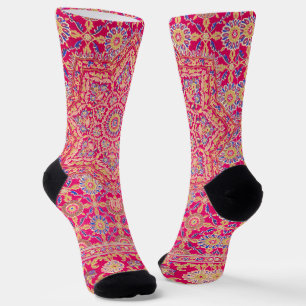 Vintage Indian Embroidery Pattern Socks