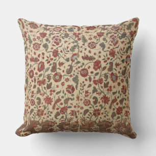 Vintage Indian Floral Throw Pillow