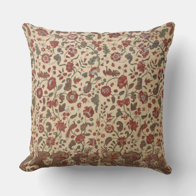Vintage Indian Floral Throw Pillow (Front)