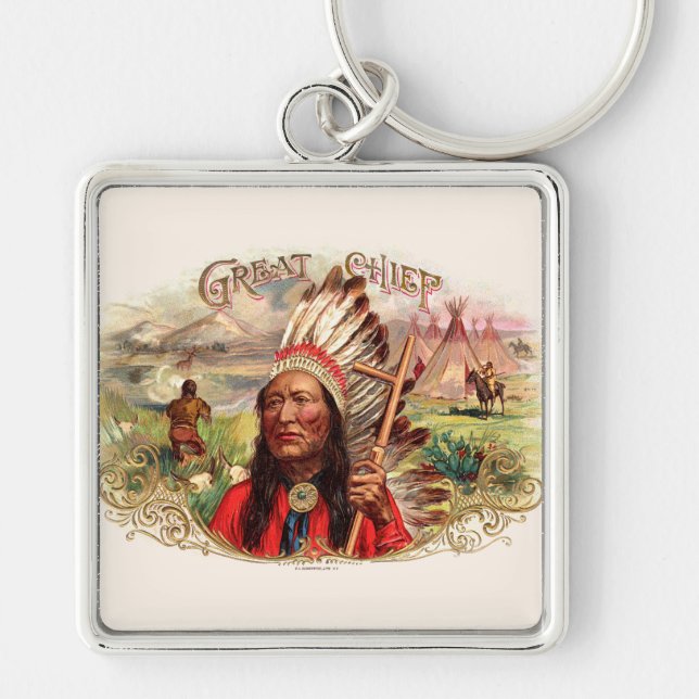 Vintage Indian Great Chief Cigar Box Key Ring (Front)