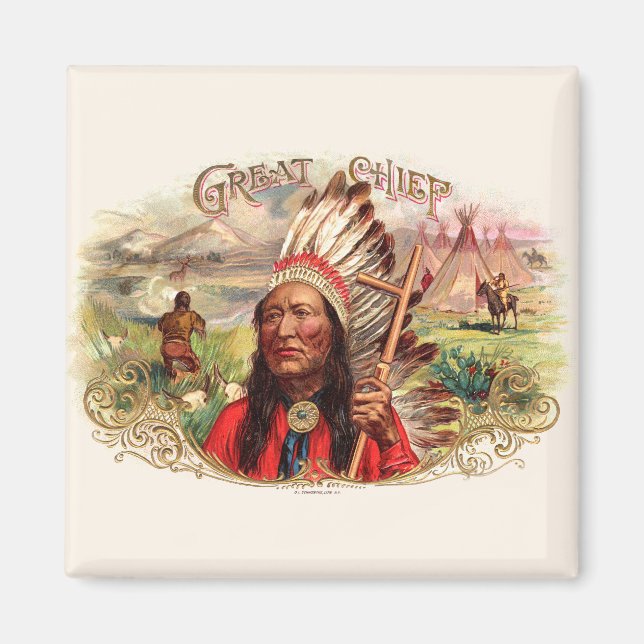 Vintage Indian Great Chief Cigar Box Magnet (Front)