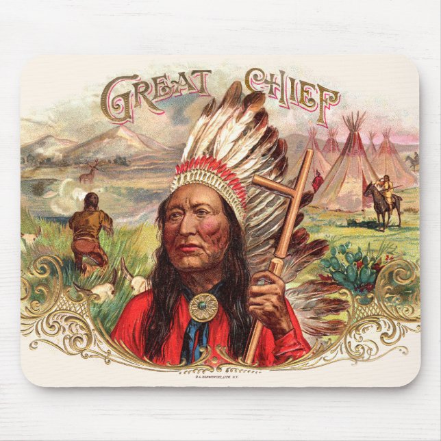 Vintage Indian Great Chief Cigar Box Mouse Pad (Front)