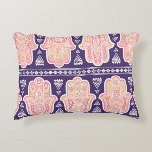 Vintage Indian hand drawn hamsa symbol seamless pa Decorative Cushion