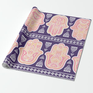 Vintage Indian hand drawn hamsa symbol seamless pa Wrapping Paper