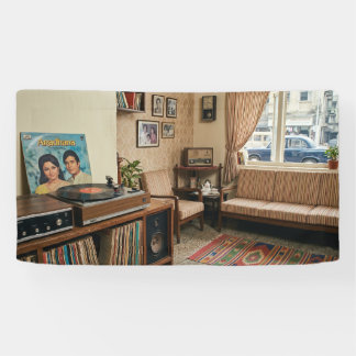 Vintage Indian Nostalgia: Retro 1970s Living Room Banner
