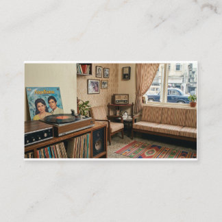 Vintage Indian Nostalgia: Retro 1970s Living Room Business Card