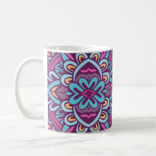 Vintage indian retro stylised flowers and rhombus. coffee mug