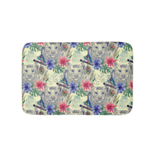 Vintage Indian Style Tiger Pattern Bath Mat