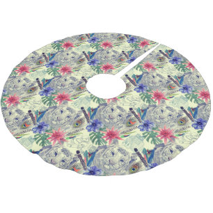 Vintage Indian Style Tiger Pattern Brushed Polyester Tree Skirt