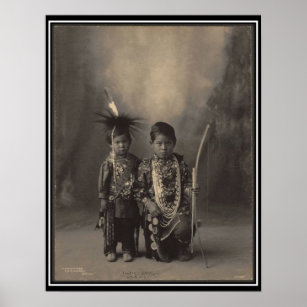 Vintage indian : Two Little Braves, Sac & Fox - Poster